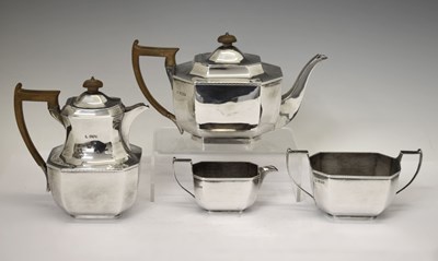 Lot 133 - George V silver four piece tea service