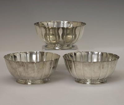 Lot 97 - Set of three Elizabeth II silver bowls