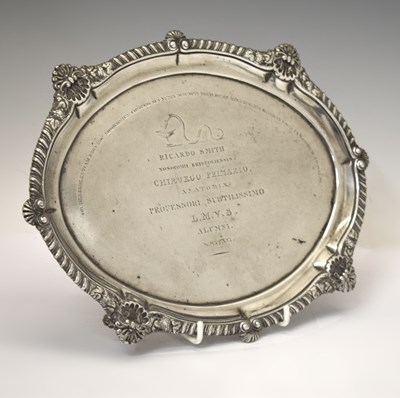 Lot 102 - George III silver tray of oval form