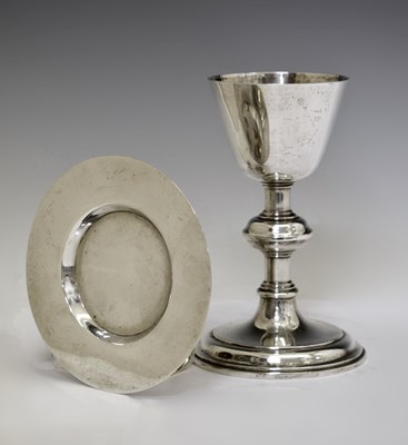 Lot 115 - George V silver communion chalice and matching paten
