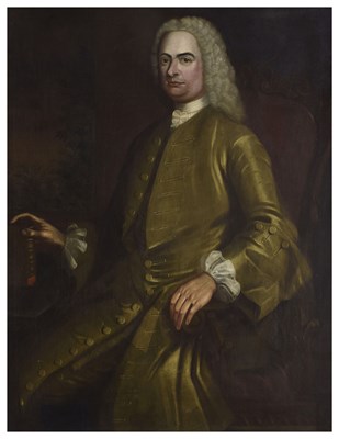 Lot 281 - Circle of John Vanderbank (British, 1694-1739) - Oil on canvas - Three-quarter length portrait of Richard Smith