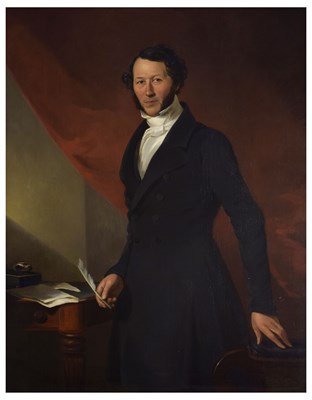 Lot 290 - Mid 19th century English School - Oil on canvas - Portrait of Gilbert Lyon, elected physician (1843)