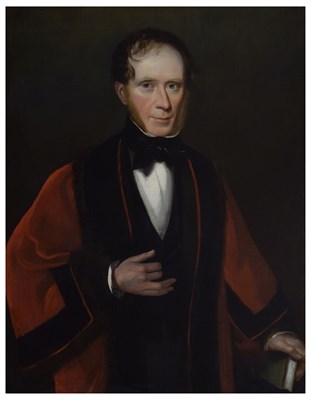 Lot 291 - Mid 19th century English School - Oil on canvas - Half-length portrait of a gentleman