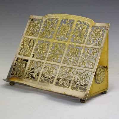 Lot 182 - Early 20th century silver plate on brass table top lectern or book stand