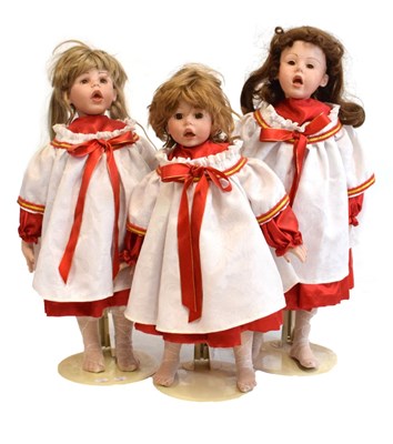 Lot 301 - 'The Doll Artworks inc' choir girl dolls on stands