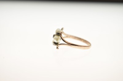 Lot 38 - 19th century pearl and diamond ring plus similar stick pin (2)