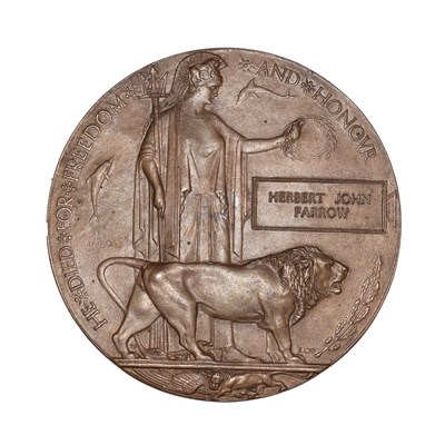 Lot 332 - First World War Memorial plaque to Sapper Herbert John Farrow