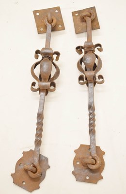 Lot 397 - Pair of wrought iron decorative balustrades or stair spindles