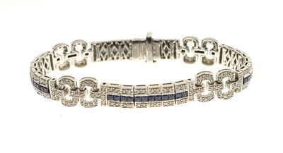Lot 33 - Sapphire and diamond 18ct white gold bracelet