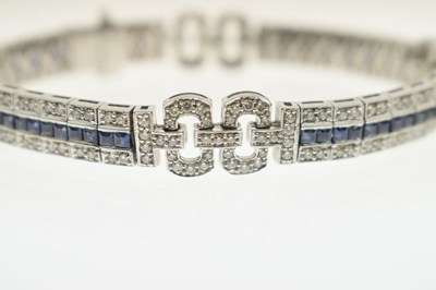 Lot 33 - Sapphire and diamond 18ct white gold bracelet