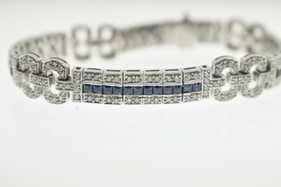 Lot 33 - Sapphire and diamond 18ct white gold bracelet