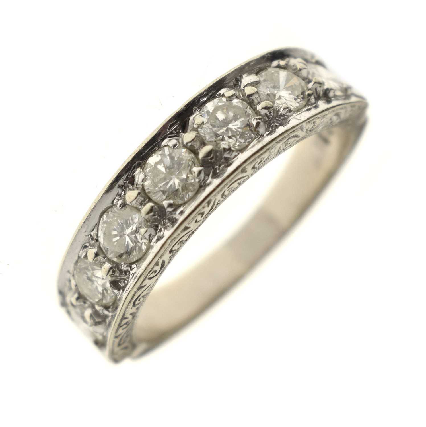 Lot 13 - Diamond 18ct white gold half eternity ring