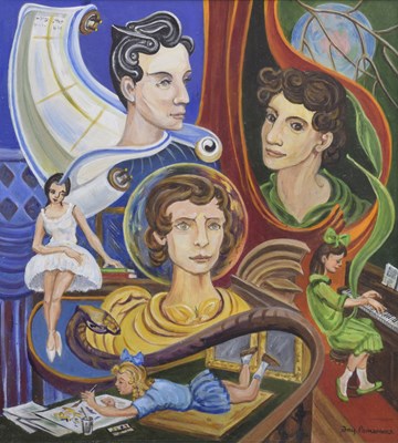 Lot 697 - (Violet) Fay Pomerance (British, 1912-2001) - Acrylic - 'Sisterhood'