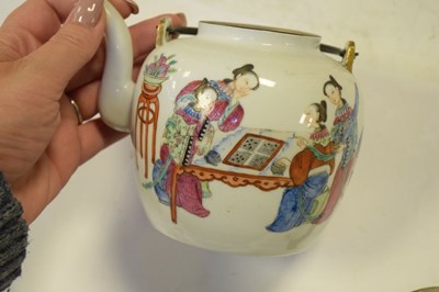 Lot 340 - Chinese Canton famille rose teapot or wine pot, etc.