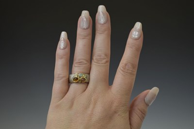 Lot 45 - Julia Beusch - Diamond and opal silver ring