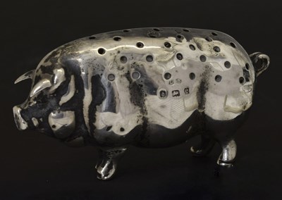 Lot 79 - Edward VII novelty silver pin cushion in the form of a pig