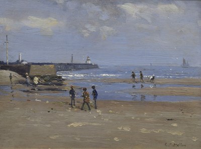 Lot 311 - Campbell Archibald Mellon, ROI, RBA (British, 1876-1955) - Oil on panel - Christmas, Gorleston