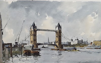 Lot 337 - Edward Wesson RI RSMA (British, 1910-1983) - Watercolour - Tower Bridge