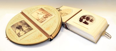 Lot 256 - Late Victorian photograph album, together with a  demi-lune album