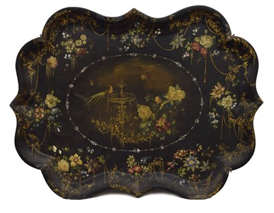 Lot 167 - Large Victorian black lacquered papier mâché tray