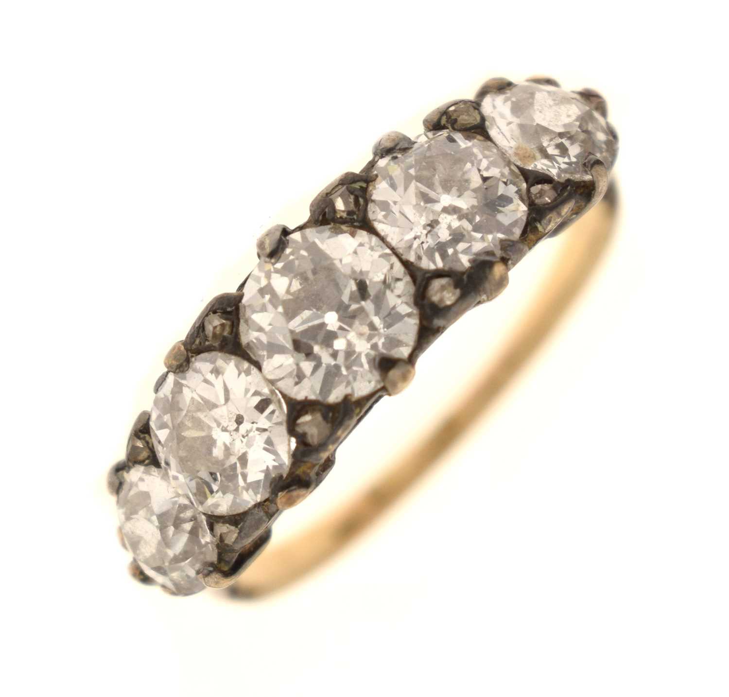 Lot 11 - 19th century diamond graduated five-stone ring