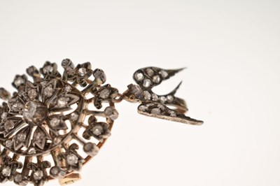 Lot 24 - 19th century old-cut diamond pendant brooch with swallow