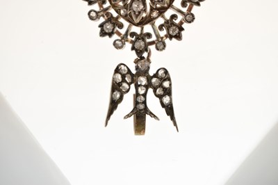 Lot 24 - 19th century old-cut diamond pendant brooch with swallow