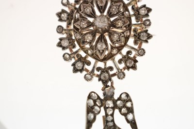 Lot 24 - 19th century old-cut diamond pendant brooch with swallow