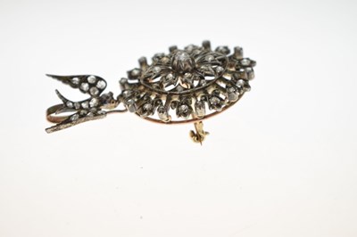 Lot 24 - 19th century old-cut diamond pendant brooch with swallow