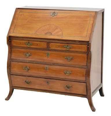 Lot 742 - Late 18th century Continental inlaid mahogany bureau
