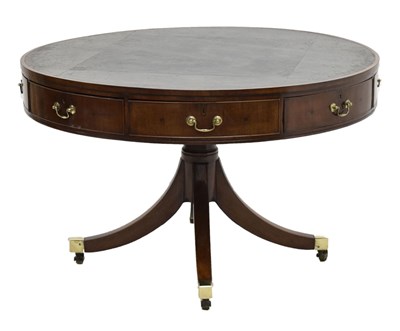 Lot 503 - Late George III mahogany drum library or centre table