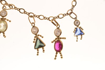 Lot 28 - Italian multi-gemstone yellow metal necklace (stamped 14K)