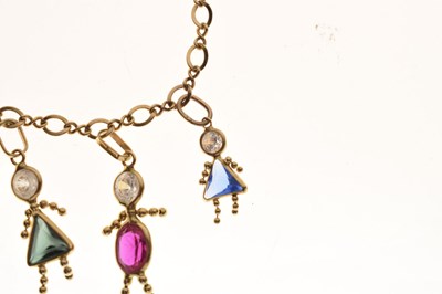 Lot 28 - Italian multi-gemstone yellow metal necklace (stamped 14K)