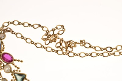 Lot 28 - Italian multi-gemstone yellow metal necklace (stamped 14K)