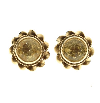 Lot 173 - Pair of citrine 9ct gold ear studs