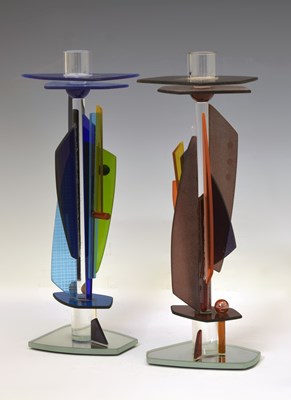 Lot 400 - George Ponzini, (New Hampshire, USA, b. 1952) - Two Modernist candlesticks