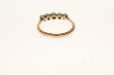 Lot 12 - Diamond five stone unmarked yellow metal ring
