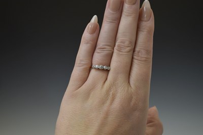 Lot 12 - Diamond five stone unmarked yellow metal ring