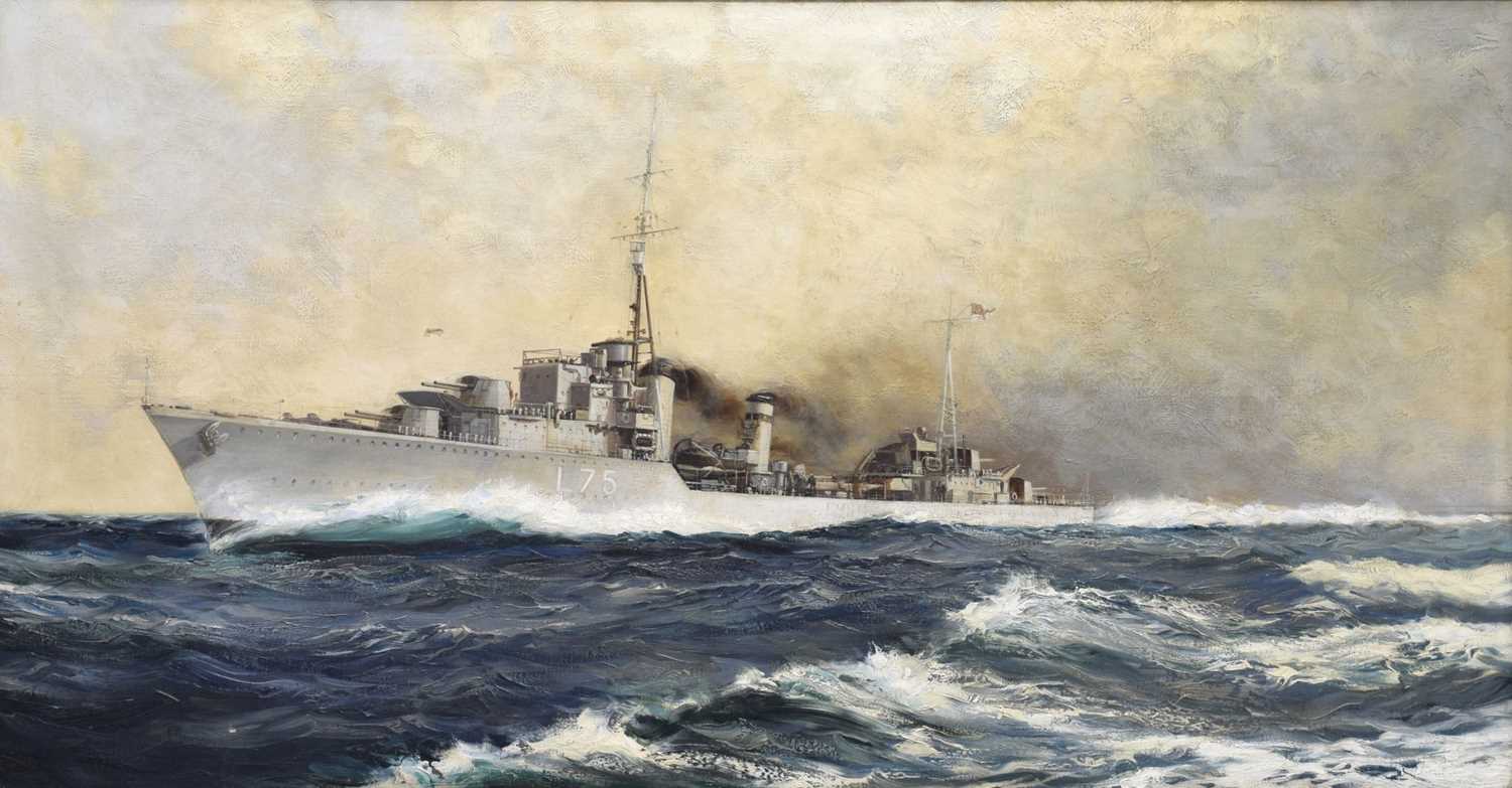 Lot 300 - Montague Dawson, FRSA, RSMA (1895-1973) - Oil on canvas - 'H.M.S. Eskimo'