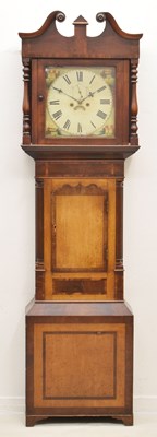 Lot 670 - Mid 19th century oak and mahogany 8-day longcase clock