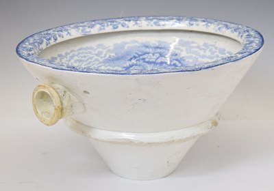 Lot 491 - Victorian blue and white earthenware toilet bowl