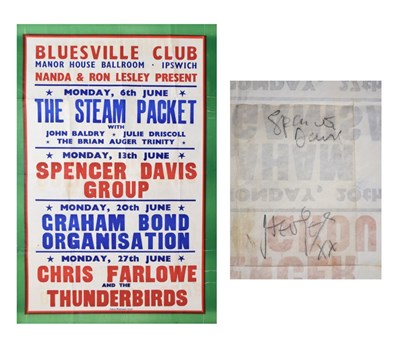 Lot 317 - Spencer Davis Group - concert poster for the Bluesville Club, Ipswich