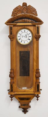 Lot 674 - Early 20th century twin weight Vienna wall clock