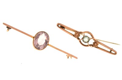 Lot 43 - Two gem set bar brooches