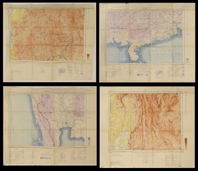 Lot 468 - Collection of twenty eight 1940s unframed South East Asian 'Hind 5000 Series' maps