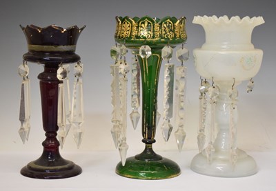 Lot 463 - Three glass table lustres circa 1900