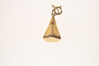 Lot 43 - Masonic Interest - Yellow metal (9ct) fob of pentagonal pyramid form