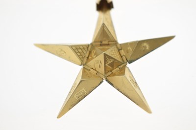 Lot 43 - Masonic Interest - Yellow metal (9ct) fob of pentagonal pyramid form