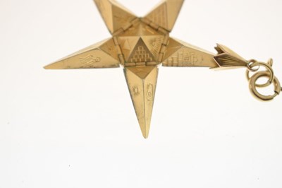 Lot 43 - Masonic Interest - Yellow metal (9ct) fob of pentagonal pyramid form