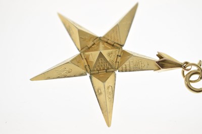 Lot 43 - Masonic Interest - Yellow metal (9ct) fob of pentagonal pyramid form